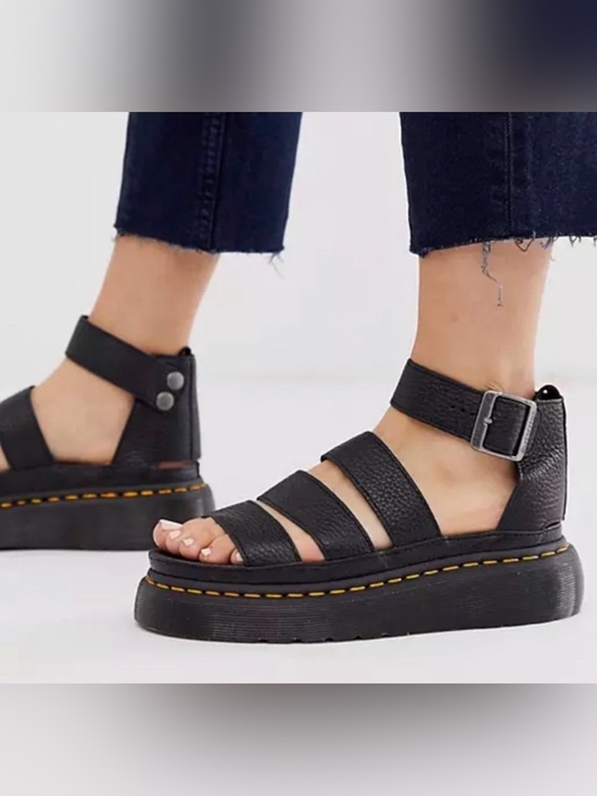 Dr. Martens Shoes - Dr. Martens CLARISSA II QUAD LEATHER PLATFORM SANDALS size 8 black